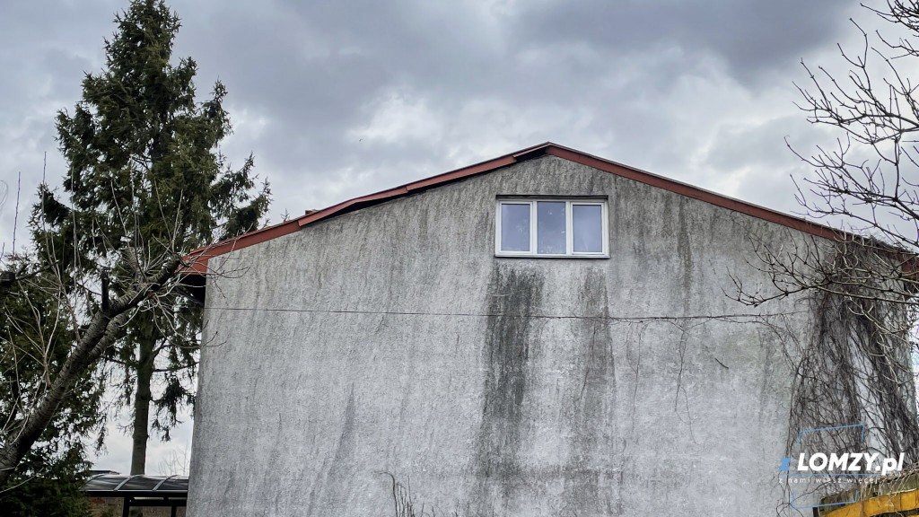 Poderwany dach i drzewo na samochodzie
